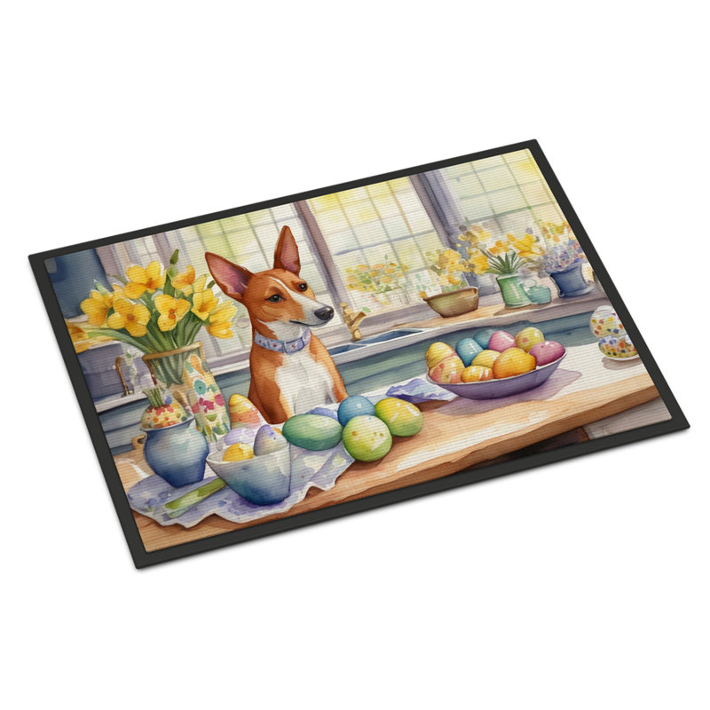 Paillasson décorer Pâques Basenji, L 24 po x L 36 po