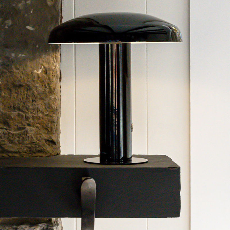 Black Cordless Touch LED Mushroom Table Lamp
