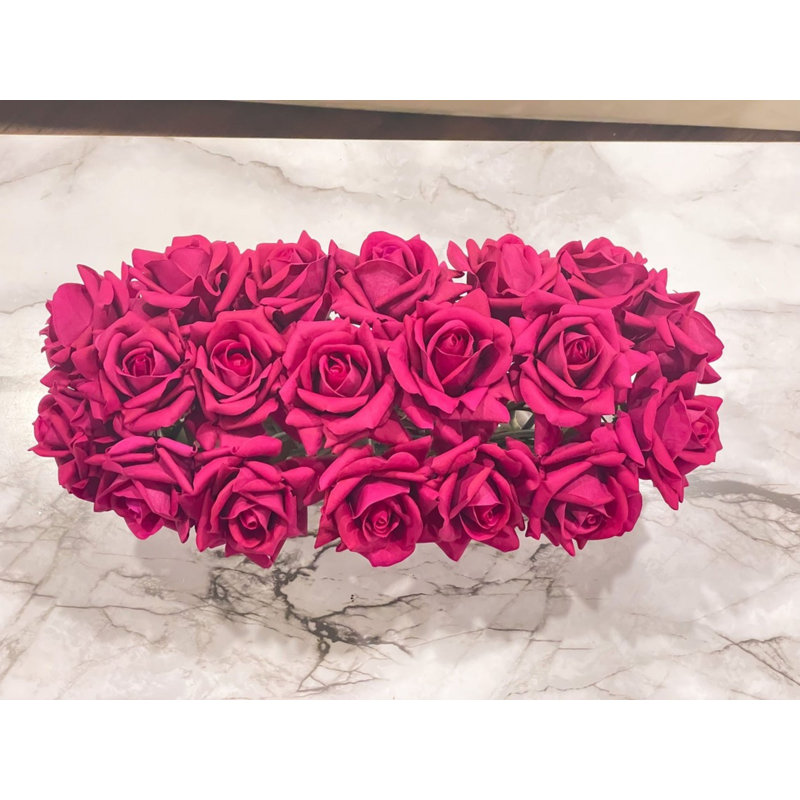 Modern White/off-white Real Touch Rose Centerpiece - Luxury Home Decor, Pink