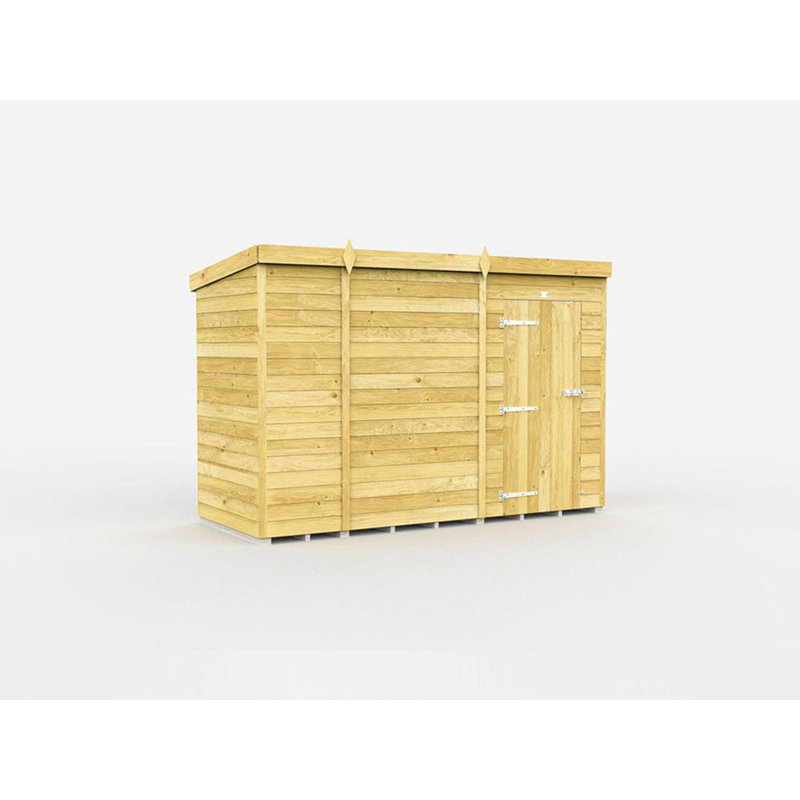 10ft x 4ft Pent Shed - Single Door without Windows