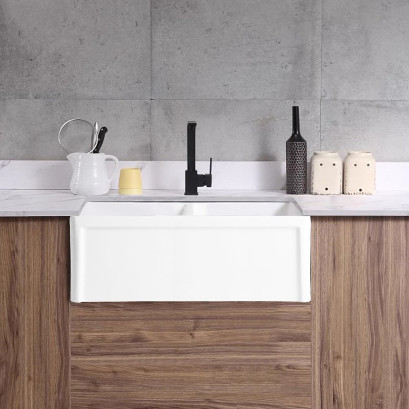 32.25'' L Double Bowl Ceramic Kitchen Sink