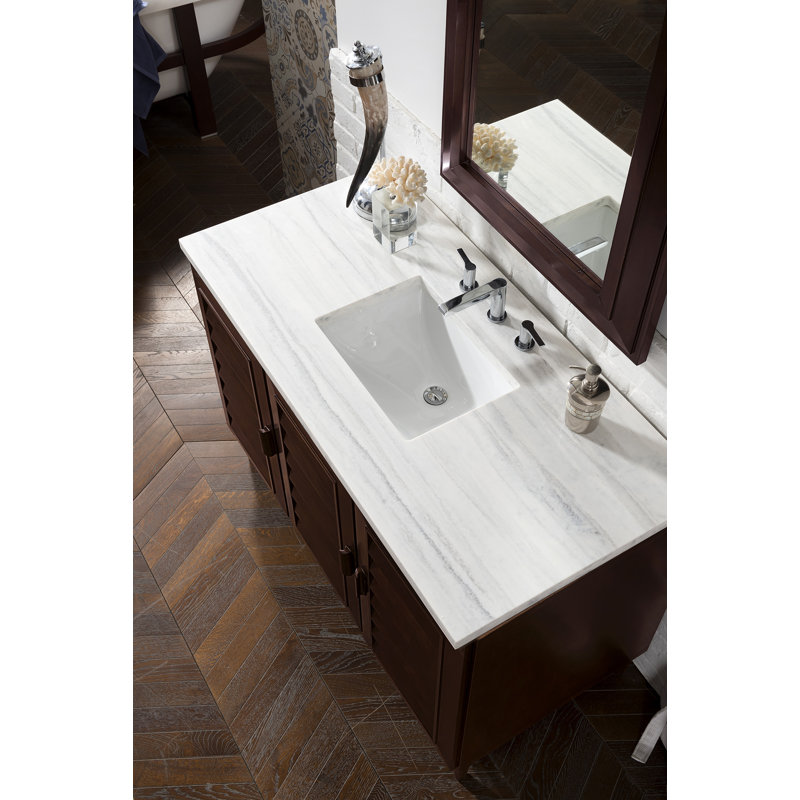 Portland 48'' W Single Vanity, Whitewashed Walnut, Parisien Bleu, Widespread