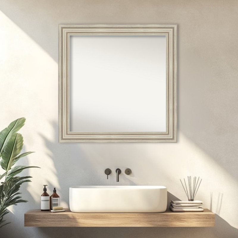 Miroir mural de salle de bain Sierra, Argent argent, 31,5 po x 31,5 po