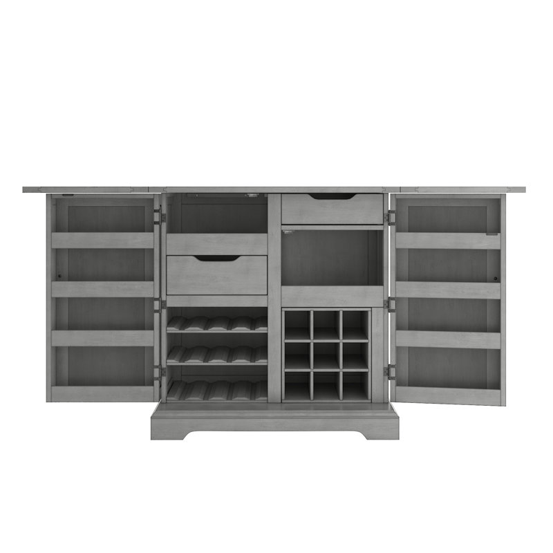 Rheingold 36'' Solid Wood Bar Cabinet, Antique Gray