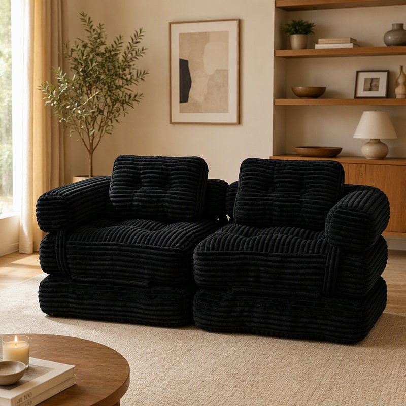 Canapé-lit de sol pliable, convertible, futon, Black
