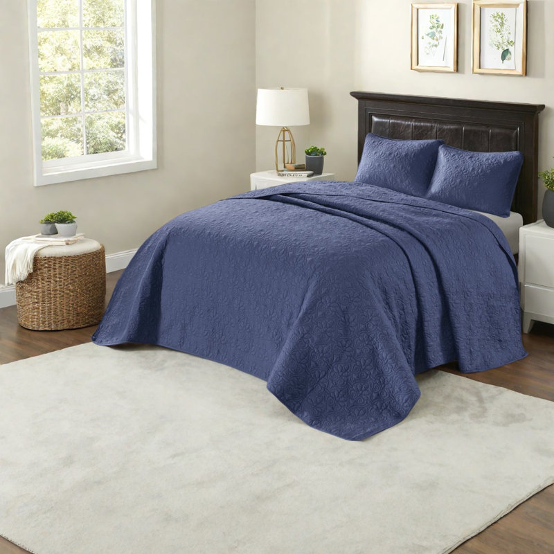 Comfort-enhancing Cotton Bedding Sets, Reversible Navy Design For Home