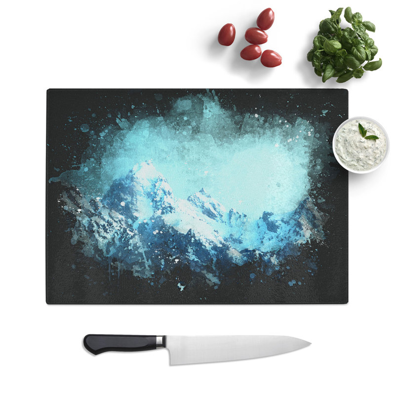 Tempered Glass Mountain Blues Chopping Board, 20 cm x 28.5 cm