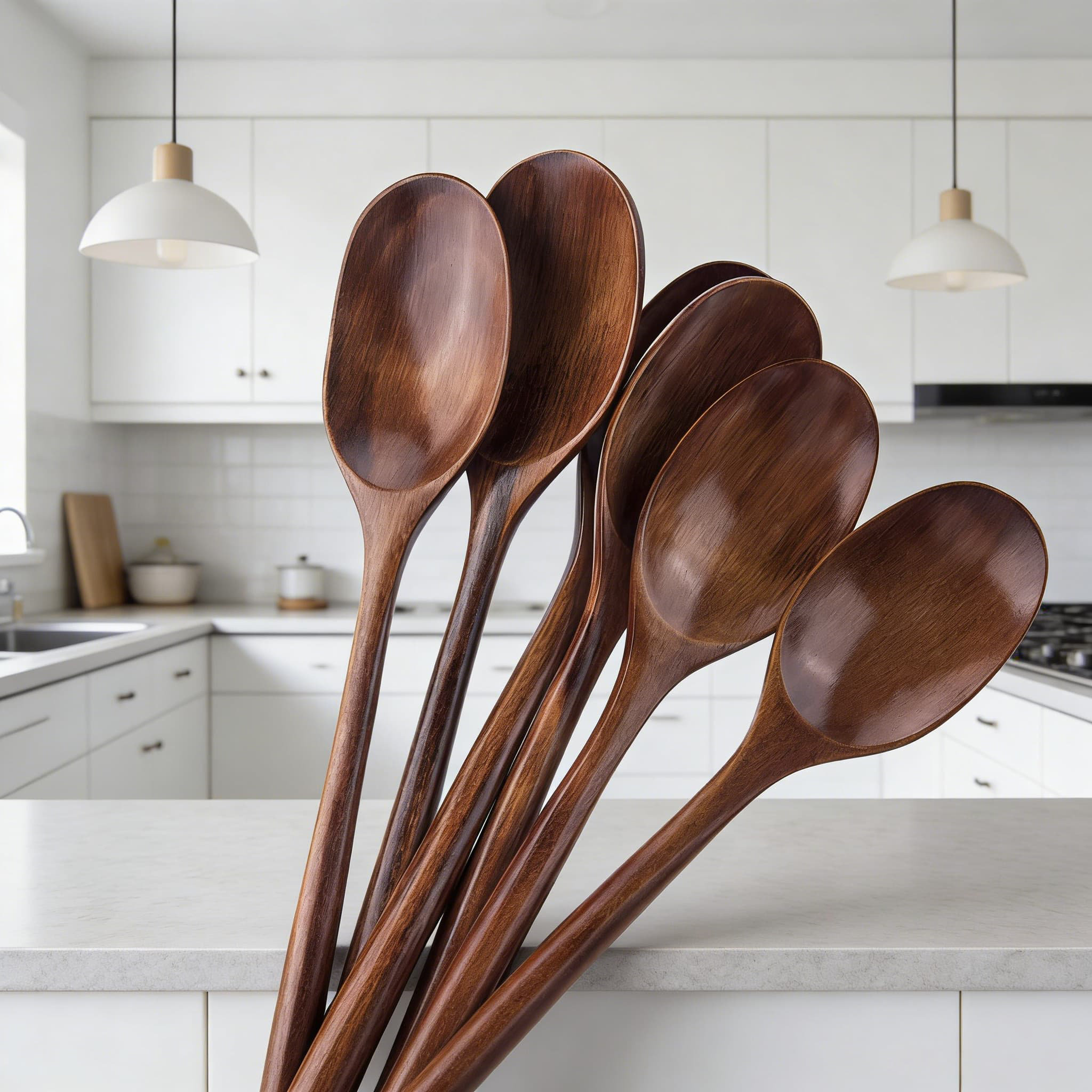 Cooking Use Spoon QIANXING 6-Piece Natural Wooden Spoon Set For Cooking And Serving, 9 ...