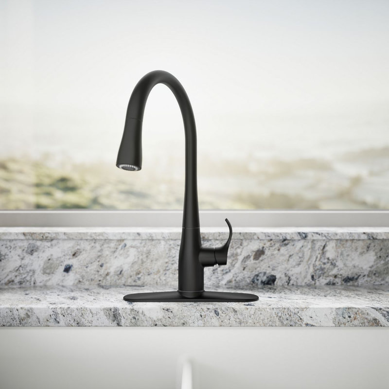 Simplice Pull Down Single Handle Kitchen Faucet, Matte Black