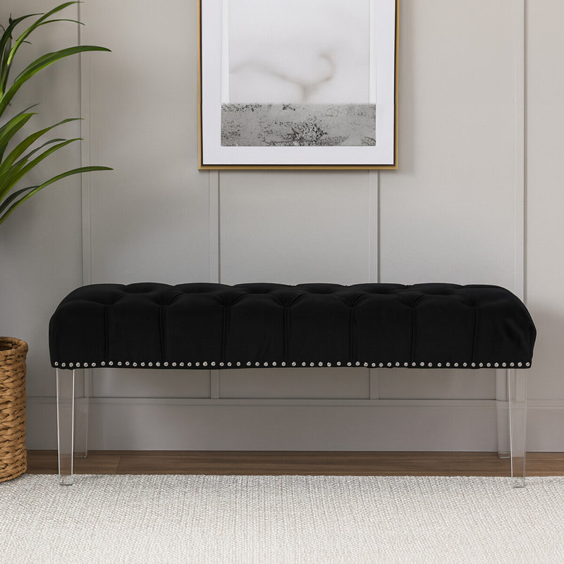 Sabrina Polyester Upholstered Bench, Black