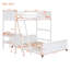 Lit simple superposé au dessus d'un lit double avec bureau, blanc-129391635