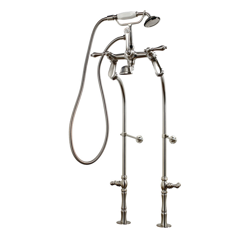 Satin Nickel Vintage Freestanding Clawfoot Tub Faucet Package