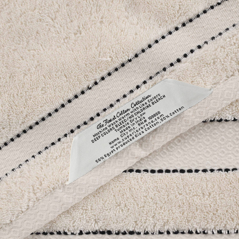 Niles 6 Piece Egyptian Giza Cotton Towel Set, Ivory