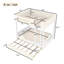 Lit superposé double avec lit gigogne, structure en bois de style automobile beige et blanc