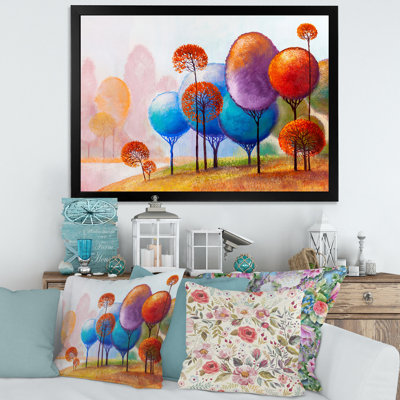 Impression d'arbres colorés III - peinture sur toile