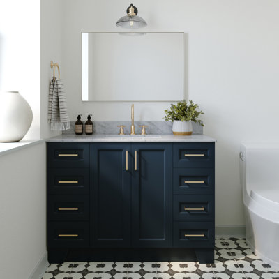 Nobe 48'' Solid Wood Single Bathroom Vanity with 0.75'' Carrara Marble Top