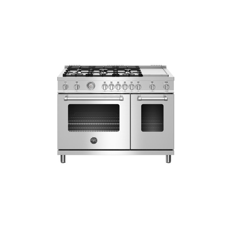 Bertazzoni 48'' W Free Standing Range, Bianco Matt, Natural Gas