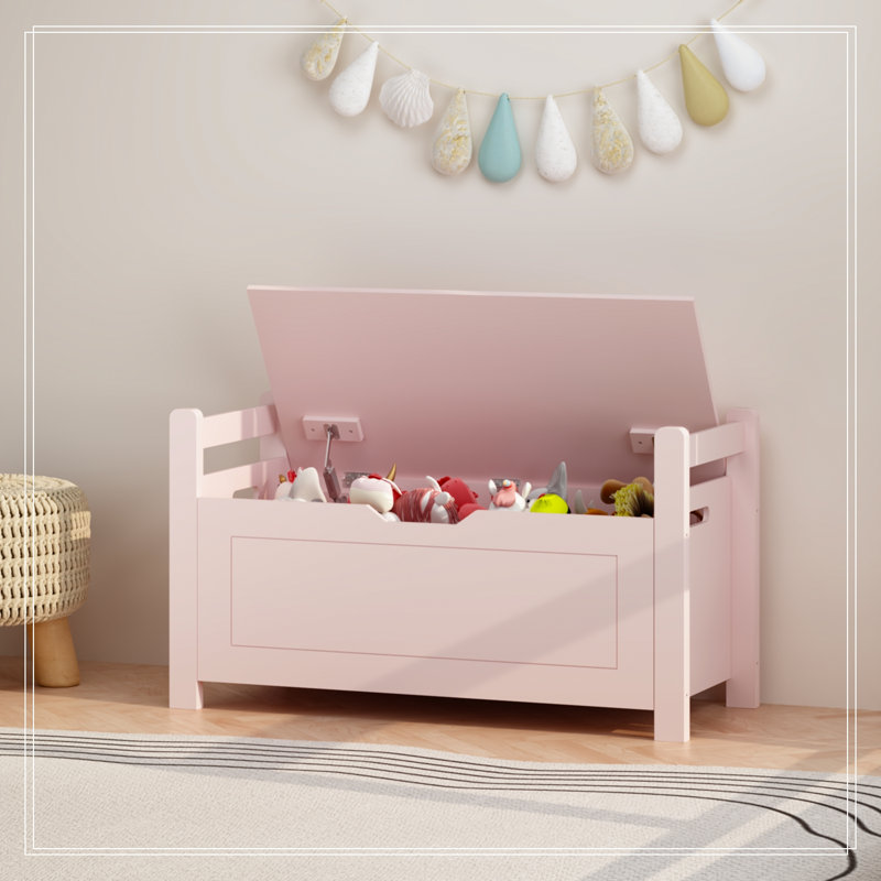 Banc avec rangement rabattable et siège souple, Rose