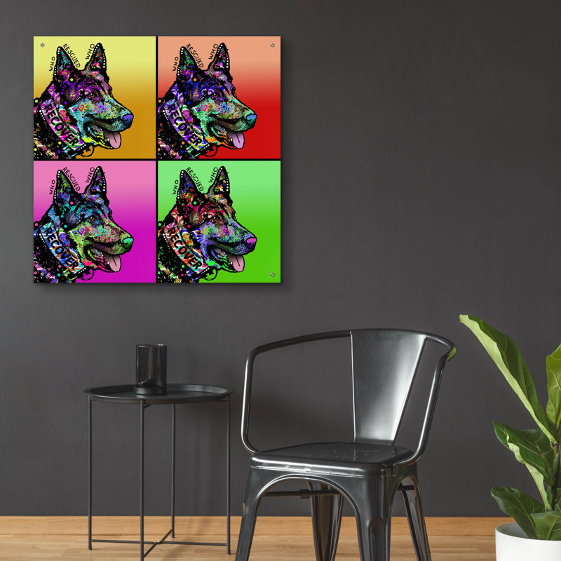 Latitude Run® «Who Rescued Who 4X» par Dean Russo Studios, art mural en verre acrylique, ACR-40106