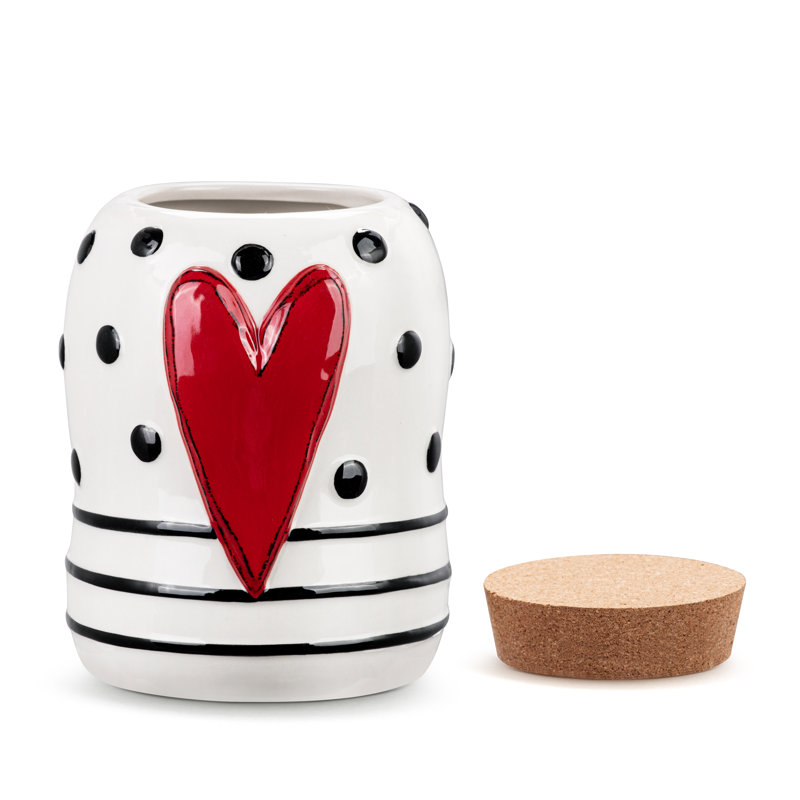Red Heart Medium Cork Lid Canister - 32Oz