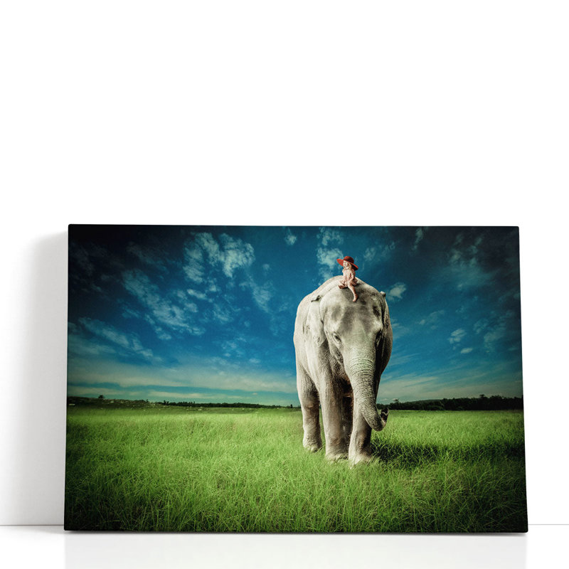 «Elephant Carry Me», reproduction d'art sur toile, H 16 po x l 24 po