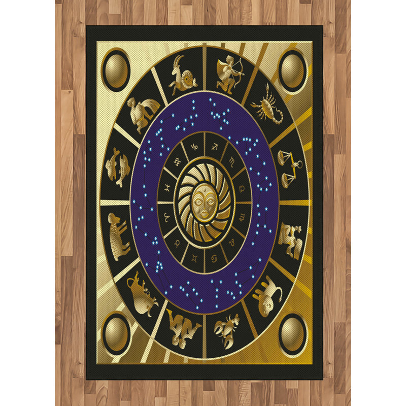 Astrology High Density Long Fiber Poly Threads Decorative Area Rug Carpet, Rectangle 4' x 5'8"