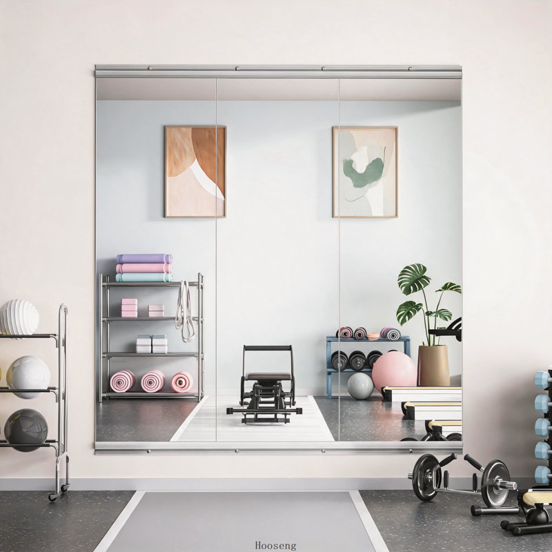 Ensemble de 2 miroirs en verre trempé sans cadre de 55 x 17 pouces pour salle de sport à domicile