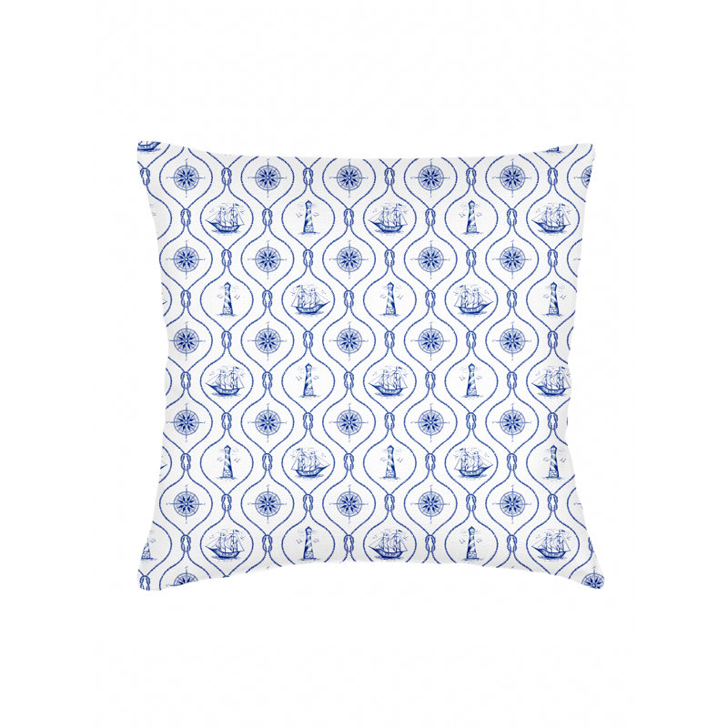 Oreiller 26 x 26 en lin bleu marine avec boussole, Blue, Square 26", Down Blend