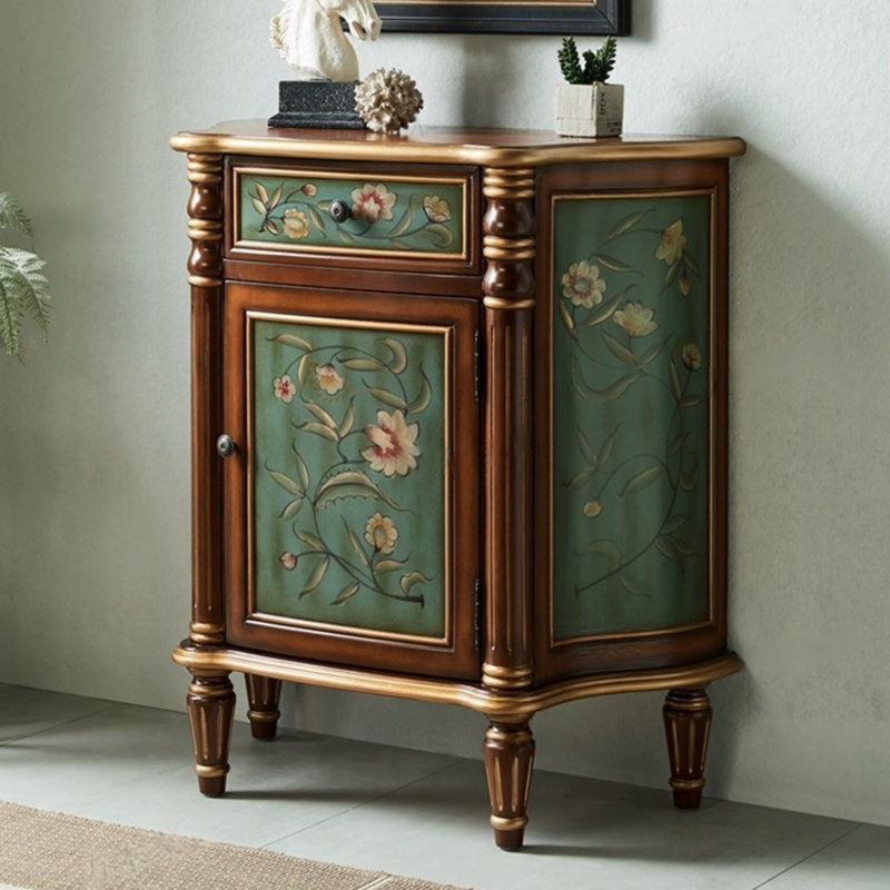 Buffet décoratif vintage rétro semi-circulaire peint à la main