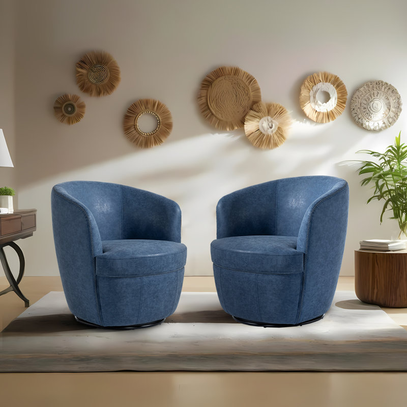 Aunna 81Cm Wide Swivel Club Chair, Navy