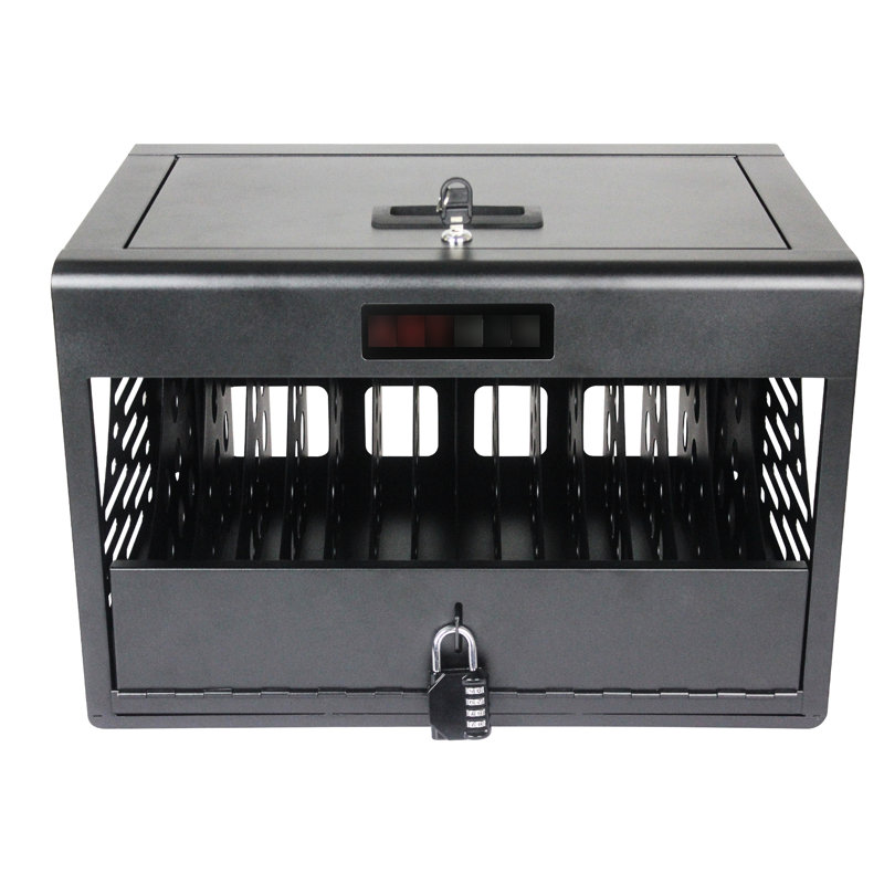 16 Laptop Charging Station - Black Lock Included Locked Cabinet For 16 Laptop, Devices, Black