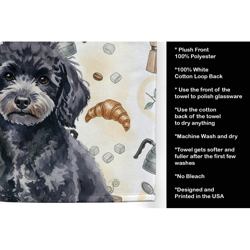 Toy Black Poodle Coffee Bar Kitchen Towel, Toy Black Poodle
