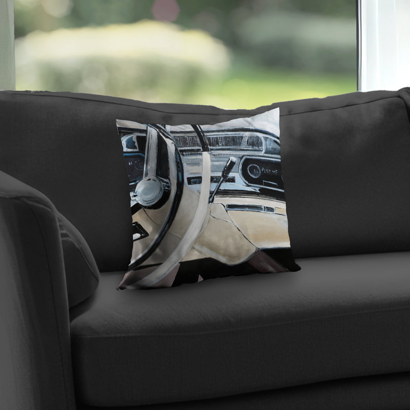 1950s Car Dashboard Beige – Throw Pillow Cover Only, Double-Sided Print, Insert Not Included