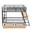 Lit superposé double avec structure en métal, bureau intégré et 2 tiroirs - structure de chambre noire