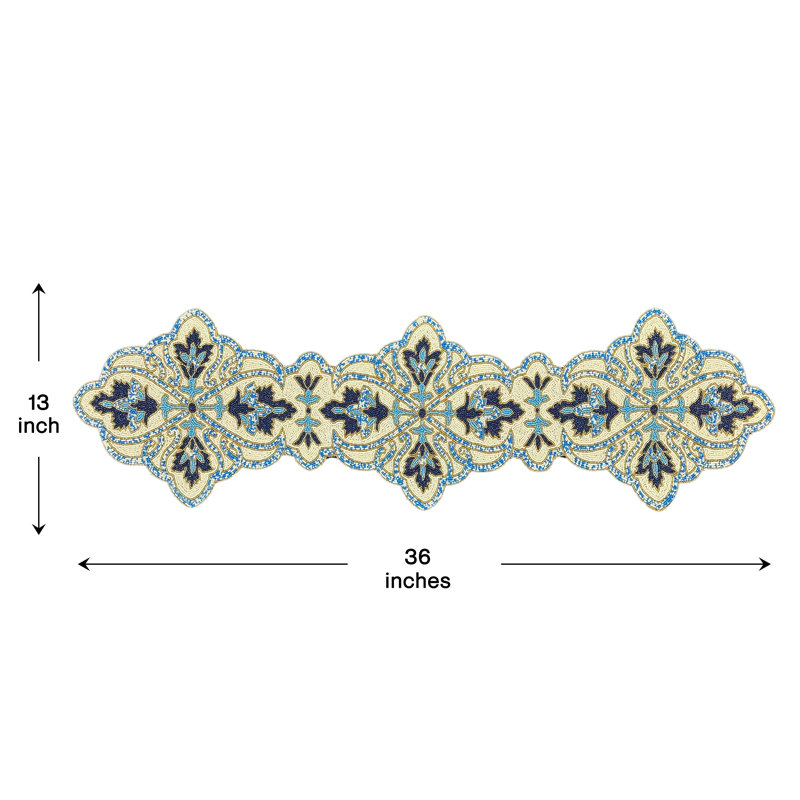 Afreen Embroidered Beaded Table Runner, 54" Rectangle