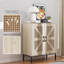 Buffet blanc en rotin avec portes et tablettes, console Mid-Century - 32,9 po
