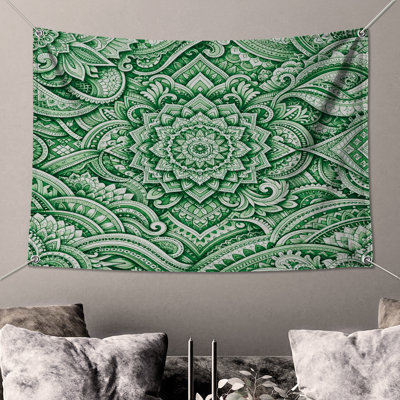 Green Intricate Mandala Wall Tapestry - Mandala Wall Decor
