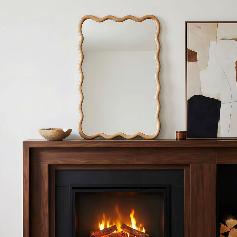 Miroir décoratif rectangulaire en bois, Bois naturel