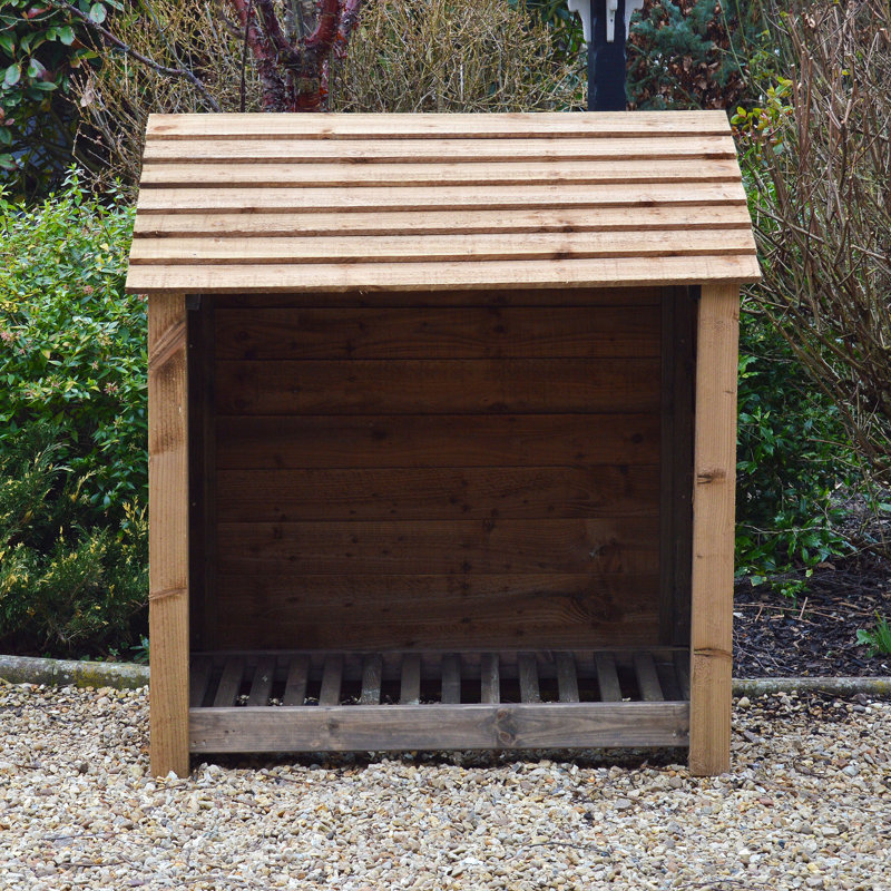 123cm W x 80cm D Solid Wood Log Store, Rustic Brown