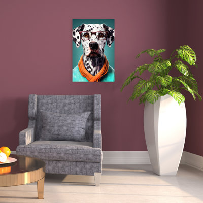 Hipster Dalmatian Dog Portrait, art mural contemporain
