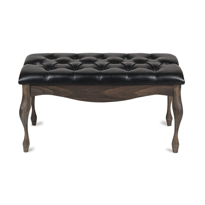 Colrain Faux Leather Upholstered Bench, 40cm H x 120cm W x 40cm D, Black/Brown