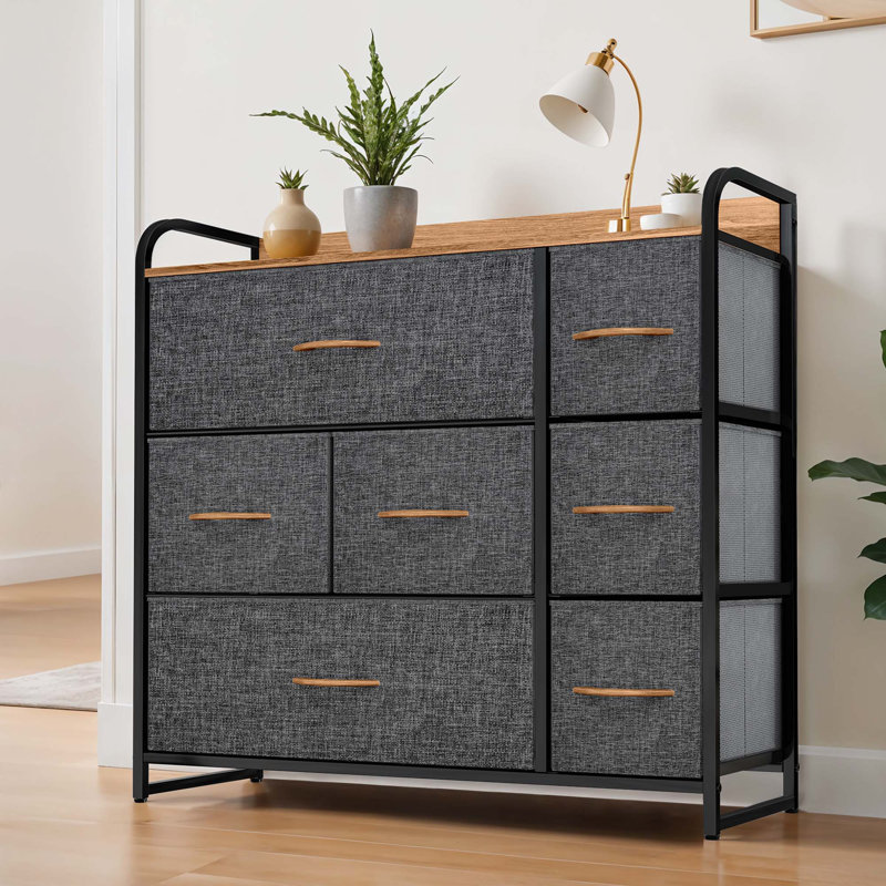 Commode 7 tiroirs gris foncé