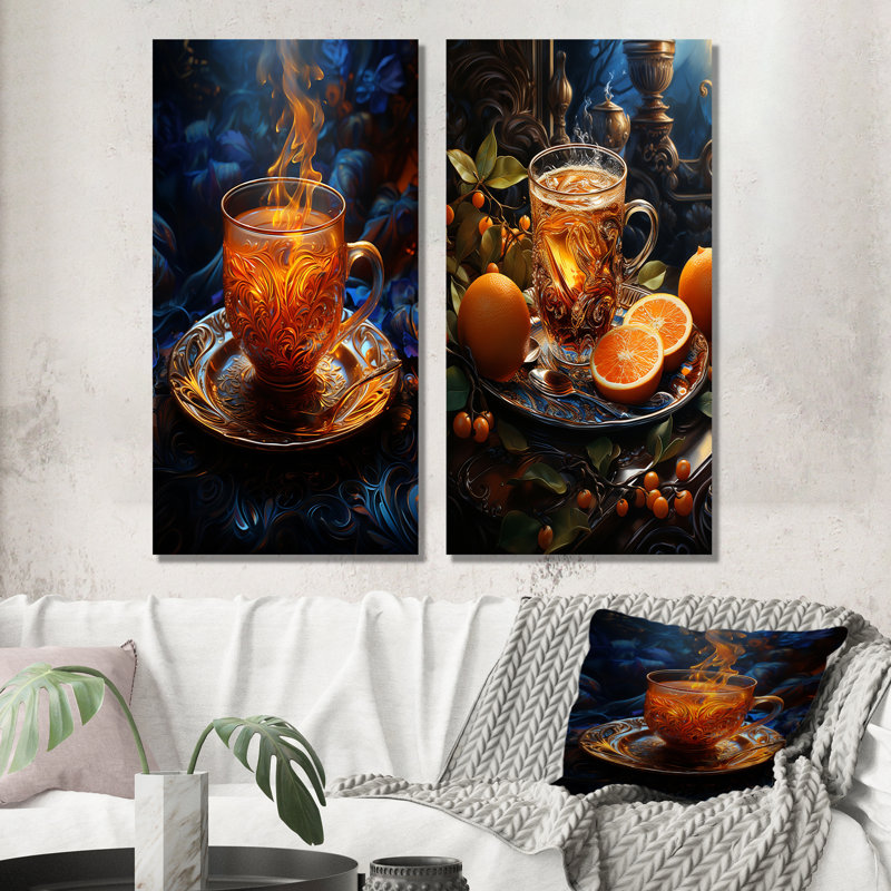 Turkish Coffee Twilight - ensemble d'art mural en métal café de 2, H 32 po x l 32 po