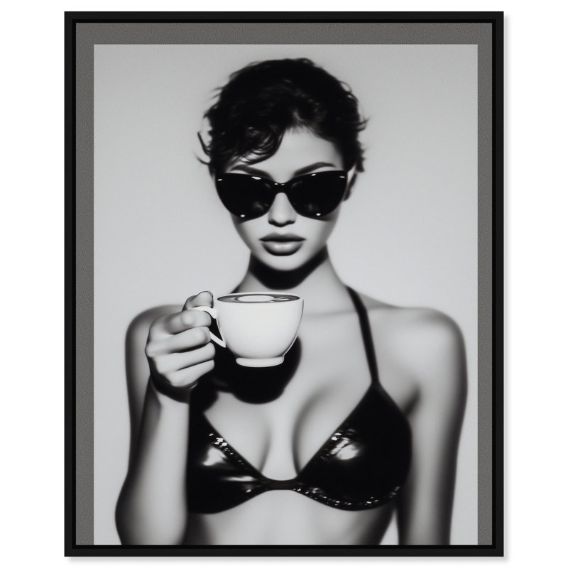 Luxe Latte Print by Oliver Gal, 37"H x 46"W, Black Floater Frame