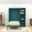 Lit escamotable simple en bois avec bureau et étagères-916169900