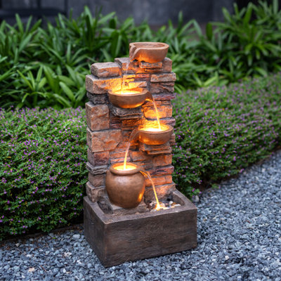  Teamson Home 73cm Outdoor 4-Tier Cascading Water Fountain with LED Lights
