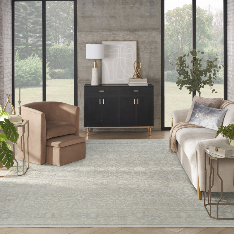 Tapis ivoire beige rétro 7 pi 10 po x 9 pi 10 po Lafever, Rectangle 7 pi 10 po x 9 pi 10 po