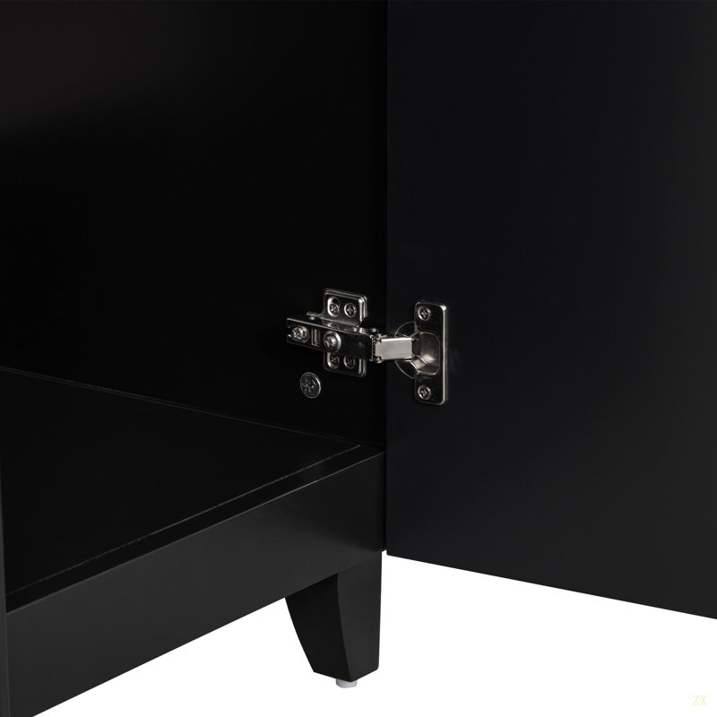 Armoire de meuble-lavabo 24 po avec lavabo en céramique, 2 tiroirs, 1 porte, Noir