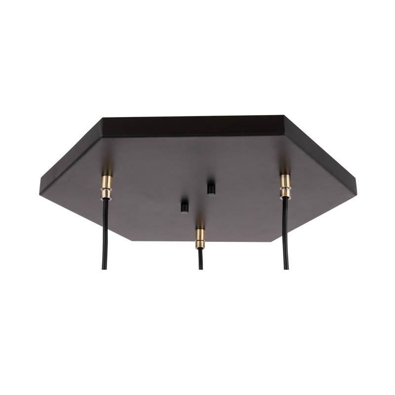 Luminaire suspendu géométrique 3 lumières grappe Luverne, Laiton antique / Noir