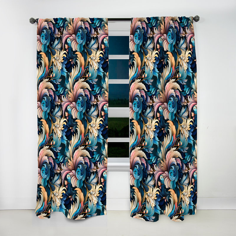 Deco Paisley Elegance I - Rideau floral - Rideau floral obscurcissant - 1 panneau, L 52 po x L 120 po